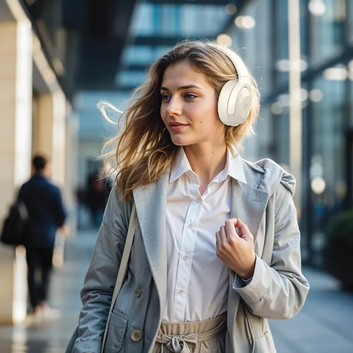 هدست بدون نویز پاورولوژی Powerology Hybrid ANC Headphone برای استفاده خانم ها