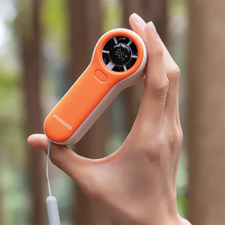 پنکه دستی سایز جیبی پورودو لایفاستایل Porodo Lifestyle Pocket Size Handheld Fan در سایز کوچک به رنگ نارنجی