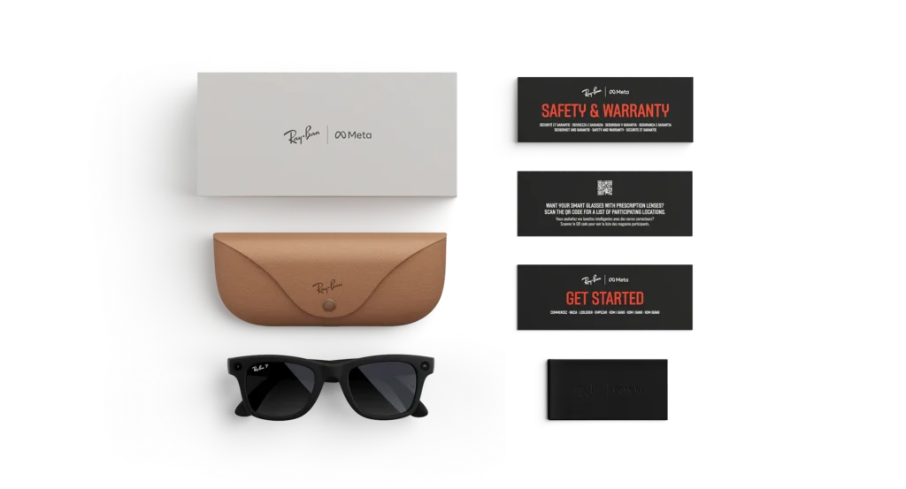 عینک هوشمند متا همراه با هوش مصنوعی Meta Wayfarer Gen 2 RW4013 همرا کیف عینک و پکیجینگ