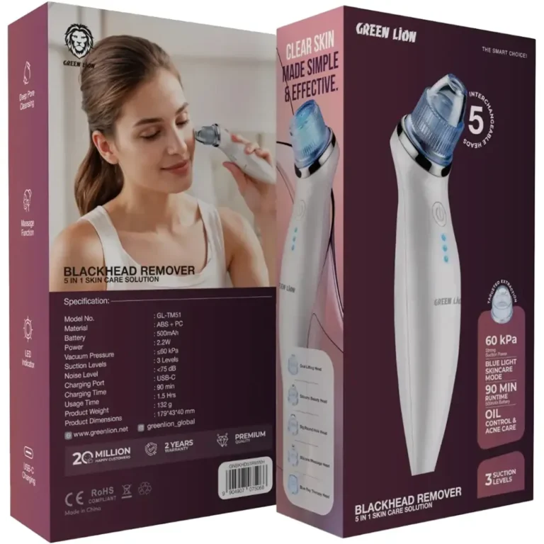 پکیجینگ دستگاه ميكرودرم صورت گرین لاین Green Lion Blackhead Remover 5 in 1 Skin Care Solution