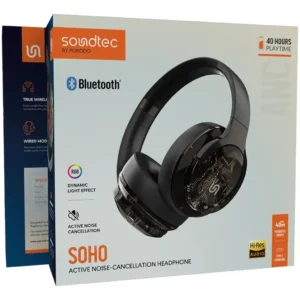 هدست پرودو Porodo Soundtec Soho Active Noise Cancellation Headphone در بسته بندی