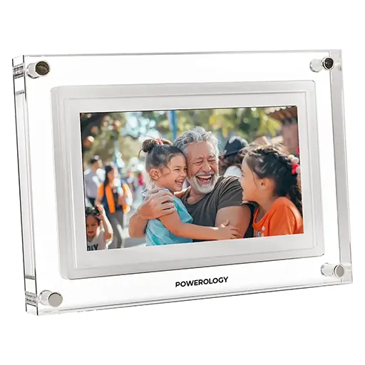 قاب عکس دیجیتال پاورولوژی Powerology 7 Smart Frame Digital Photo Display سفید برای قرار دادن عکس های خانوادگی