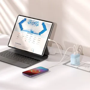 آداپتور شارژر پاورولوژی Powerology Lunex Series Fast Charging Adapter PD 65W برای اتصال همزمان لپ تاپ و موبایل