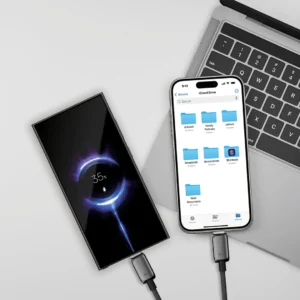 کابل TYPE-C به TYPE-C دو سر پاورولوژی Powerology Zinco Series 2-In-1 Dual USB-C Cable برای شارژ کردن همزمان 2تا گوشی