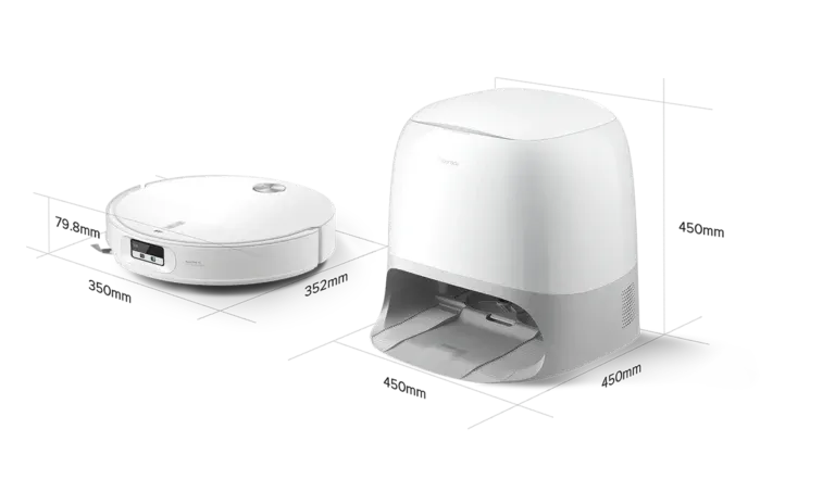 ابعاد جارو رباتیک Roborock Qrevo Curv 2 Pro