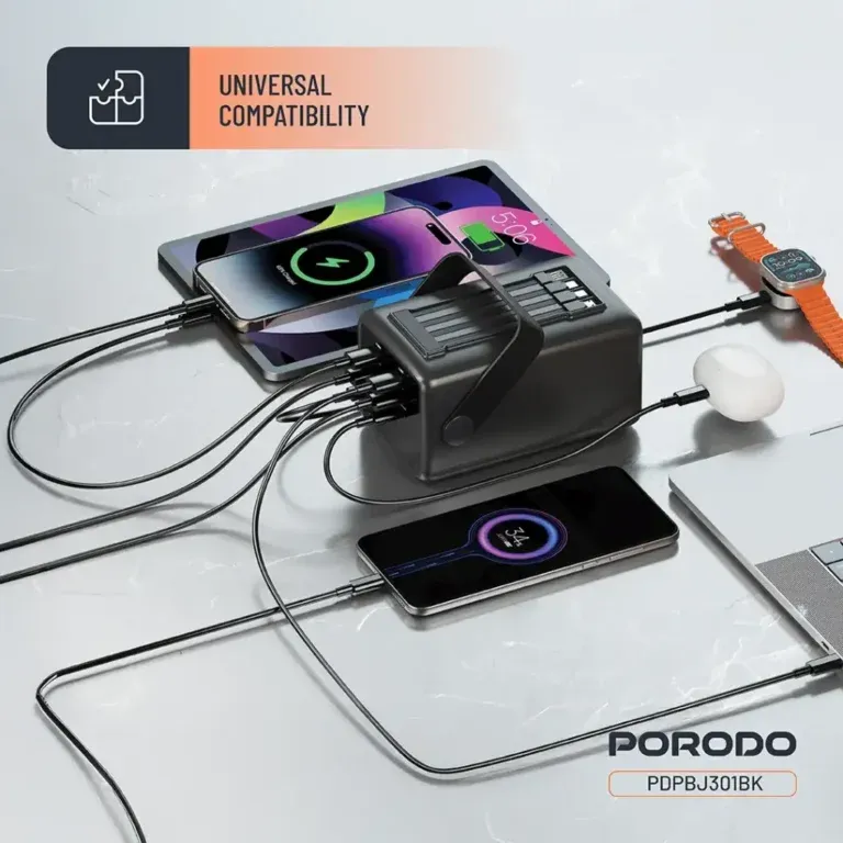 پاوربانک مدل LARA ظرفیت 80000 میلی آمپری پرودو Porodo Lara با چند خروجی