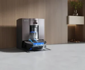 جارو رباتیک اکووکس مدل X11 OmniCyclone متوقف شده در استیشن