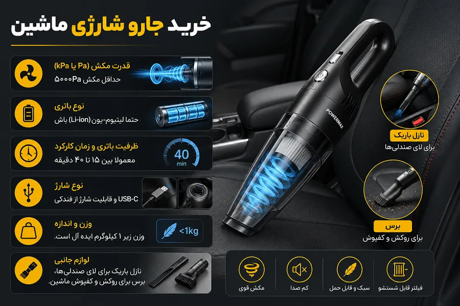فاکتور های مهم قبل از خرید جارو شارژی ماشین