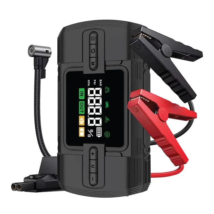 جامپ استارتر چهار کاره خودرو و پمپ باد برند گرین لاین مدل Green Lion 12V Jump Starter GN12VJUST